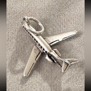 Vintage 925 Sterling Silver Airplane Charm, 925 Jet Plane Charm, Travel Charm